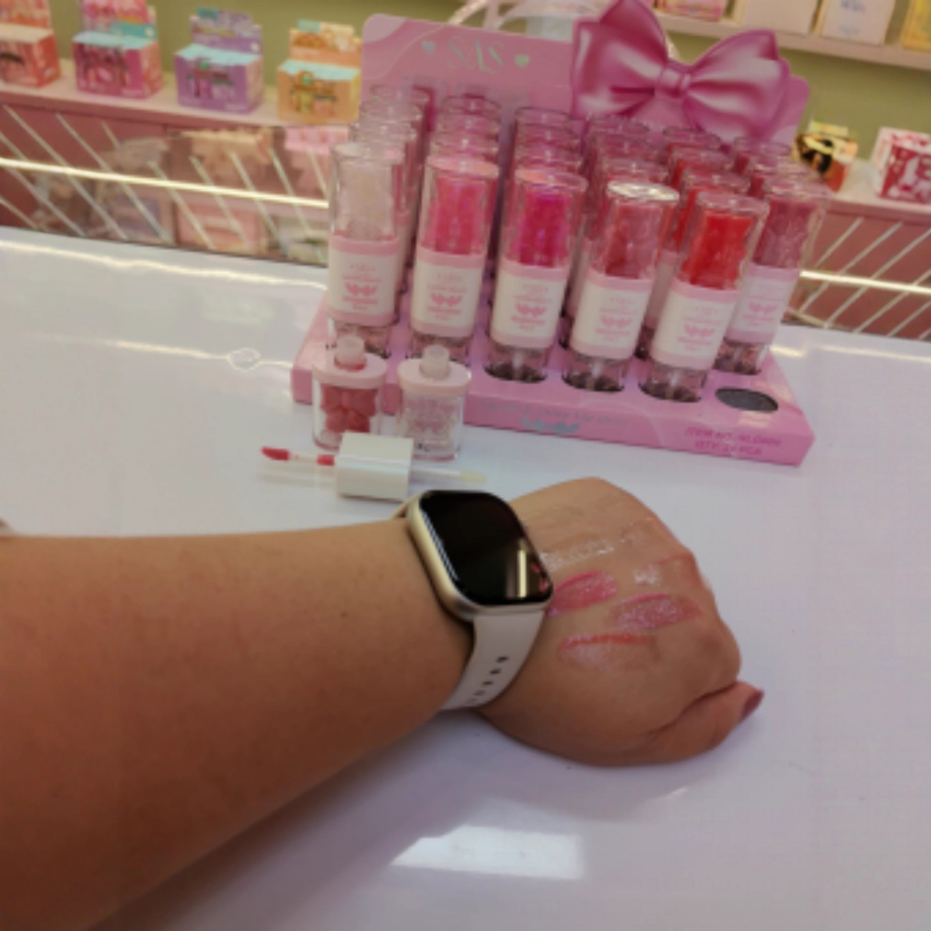 (caja de exhibición) SAS transfronterizo 6 colores doble aceite labial + caja de brillo labial perla al por mayor SLG004 image 1