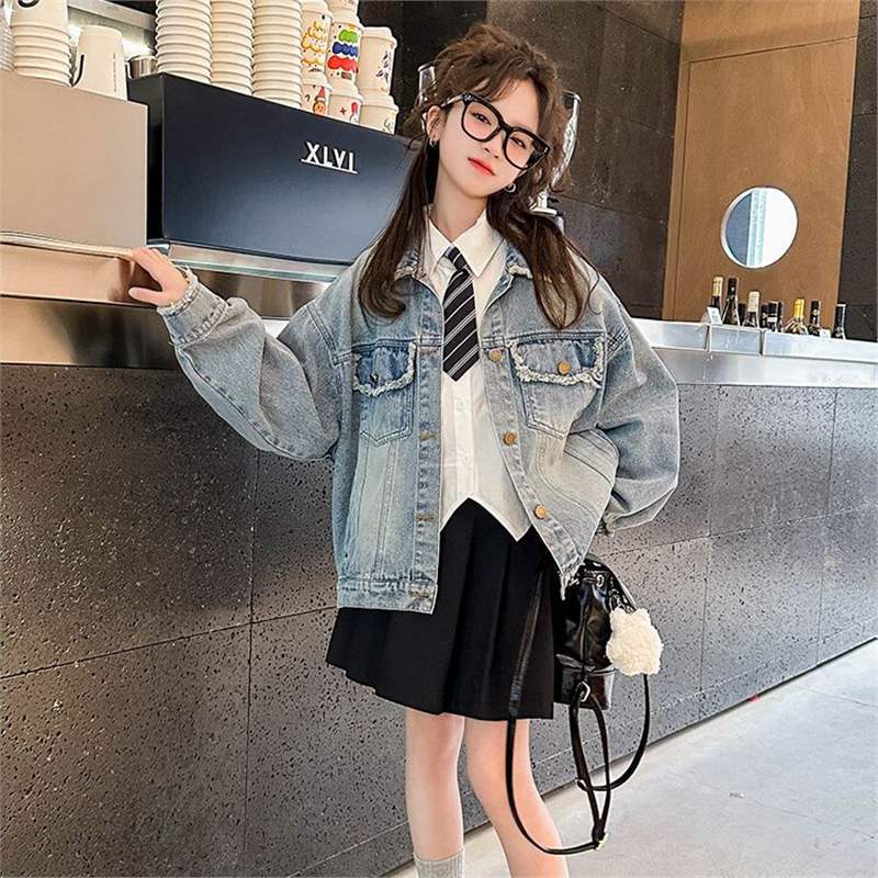 女童外套春秋款2025新款儿童初春洋气时髦衣服女大童春装牛仔上衣