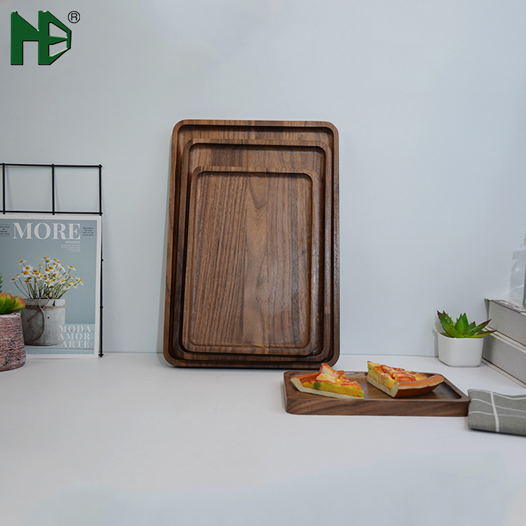 中式茶盘木质方形托盘面包点心盘木碟木质餐厅餐具大小木盘子