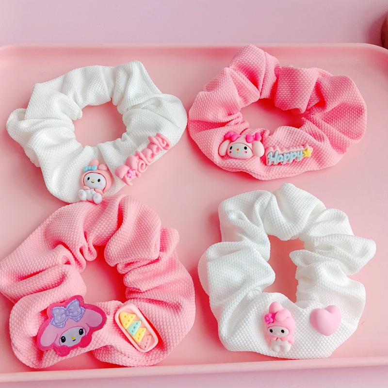 Dibujos animados ins colorido intestino grueso anillo de pelo Melody cabeza cuerda waffle todo partido cabeza cuerda Sanrio chica accesorios para el cabello