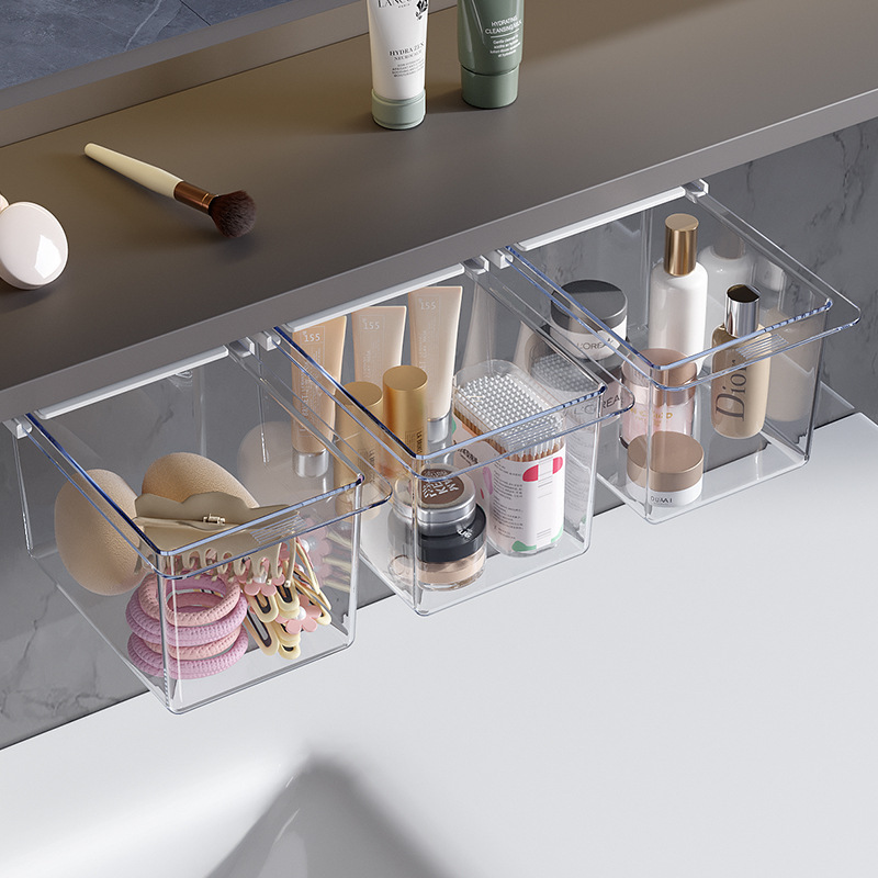 Mirror Cabinet Drawer Type Storage Box Transparent Cartoon Toilet Cotton Swab Cosmetic Cotton Bathroom Cabinet Pull-out Storage Rack