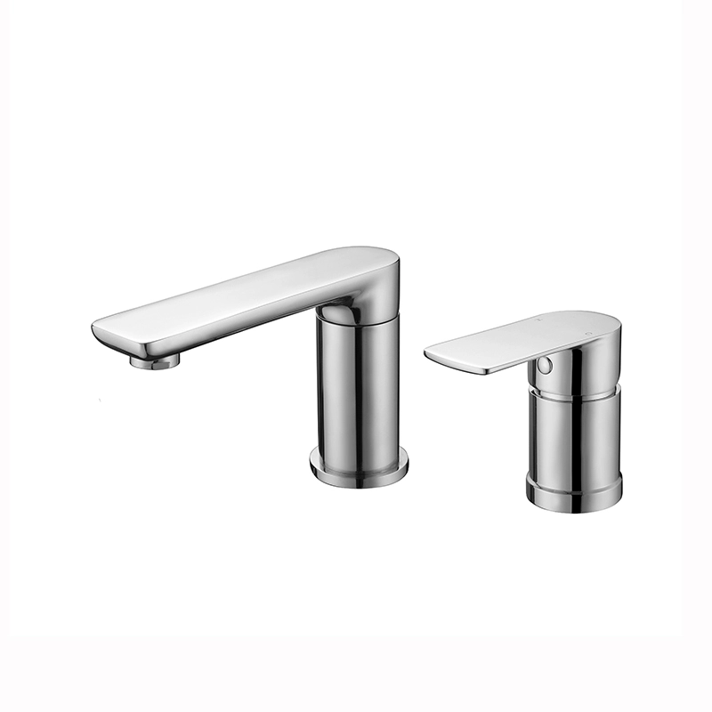 8V Kestu full copper gun gray bath tank edge embedded hot and cold split shower