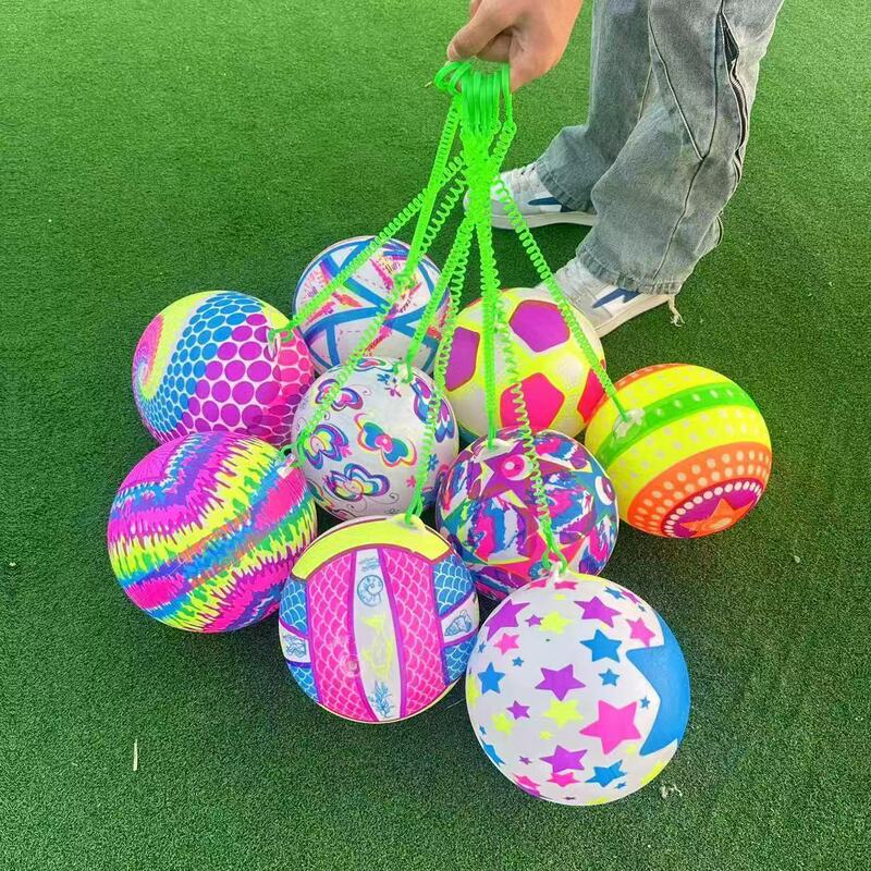 Inflatable Hanging Rope Colorful Ball with String, Soccer Ball for Children, Parent-Child Rainbow Ball, Fun Ball for Kindergarten, Baby Walking Ball