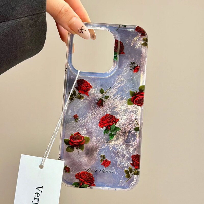 Vintage Rose Apple 16/15/14/13Pro Max Phone Case 12Pro/11 Soft XR/XS Transparent 8Plus