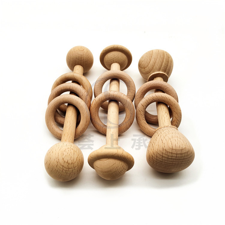 木製幼児おもちゃガラガラおしゃぶり赤ちゃん 100 日写真小道具アクセサリーおもちゃ木製リング