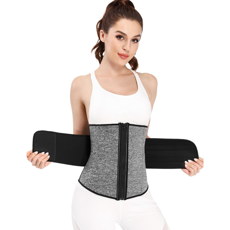 Cinturón doble con cremallera, soporte de 9 huesos de acero, neopreno, entrenador de cintura de fitness, fajas de alta calidad