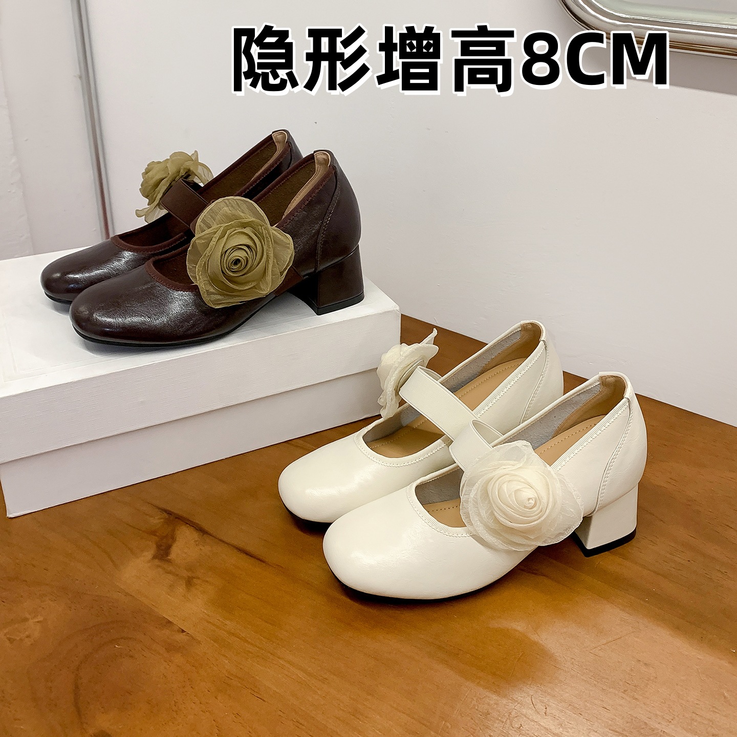 Giày Mary Jane nữ đế dày gót cao da bò mũi tròn phong cách thể thao — đen chi tiết 16