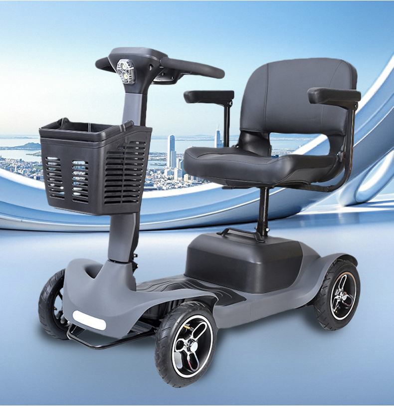 Elderly Mobility Scooter, Four-Wheel Electric Vehicle, Foldable, Long-Range, Power-Assisted Mobility Scooter for the Elderly