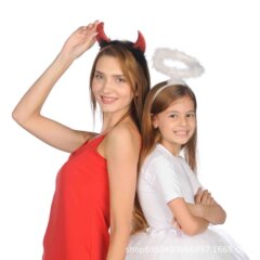 クリスマスエンジェルのヘアゴムとデビルのヘアバンド、切れ毛をきれいに整えるレースの甘いスタイル