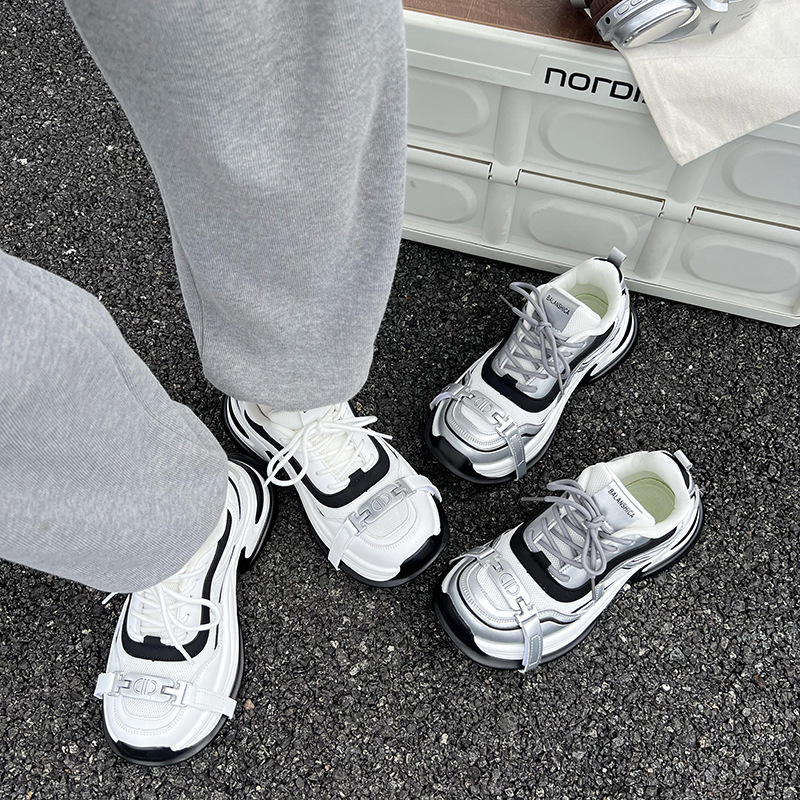 Fashion Square Head Thick Sole Height Increasing Torre Shoes Women's Autumn 2024 New Slimming Comfortable Sports Casual Shoes