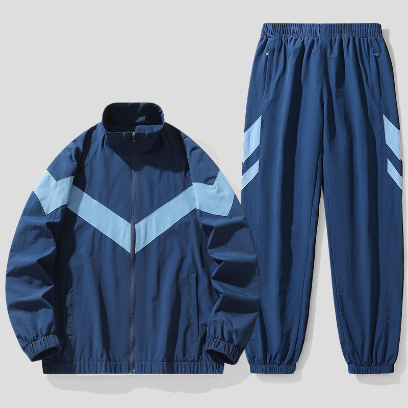 Cardigan de cuello vertical, malla transpirable Taslon, chaqueta de hombre, pantalones casuales deportivos, uniformes escolares de secundaria