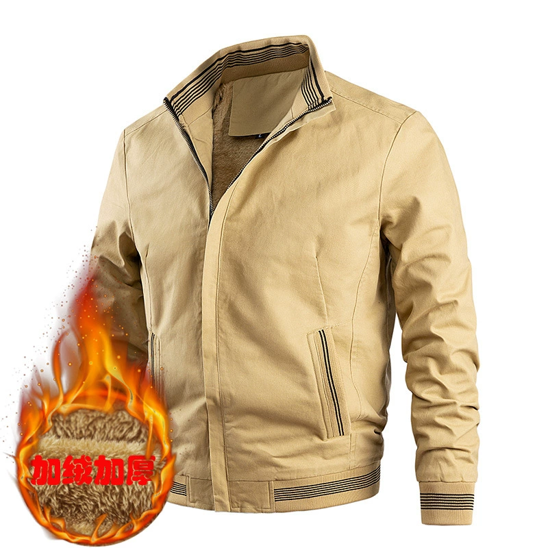 Хлопковая куртка на флисовой подкладке с воротником-стойкой, мужская осенне-зимняя утолщенная повседневная куртка 2022 года для молодых и средних лет, топ модная мужская одежда