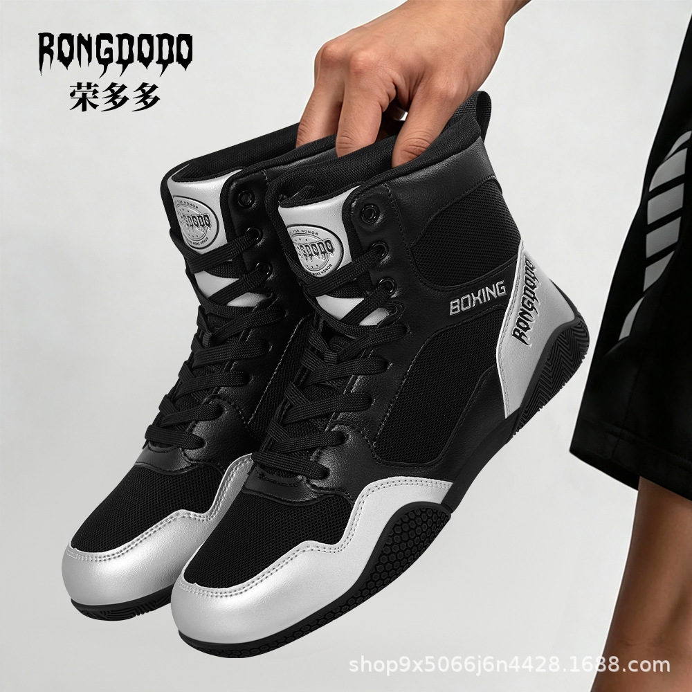 New High-Top Professional Indoor Training Shoes for Sanda, Wrestling, Fighting, Non-Slip, Wear-Resistant, Men's and Women's Weightlifting Boxing Shoes