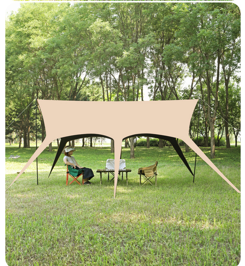 Octagonal Swallowtail Canopy Outdoor Camping Sunshade Rainproof Sun Protection Camping Oxford Cloth Quick Setup Tent with Ropes Manufacturer