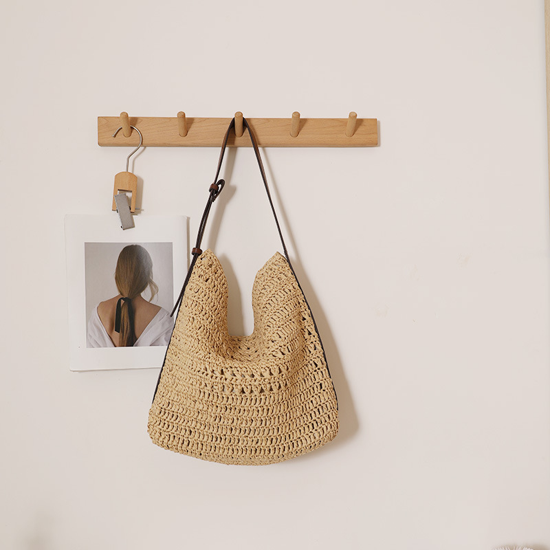 Casual Large Capacity Straw Shoulder Bag New Lazy Style Hollow Out Woven Bag For Women Beach Vacation Bag - Thumbnail 3