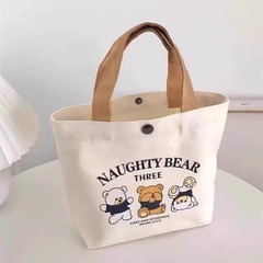 クマのキャンバスバッグ学生多用途ハンドバッグシンプルなハンドバッグハンドランチバッグ新しいキャンバスバッグ卸売