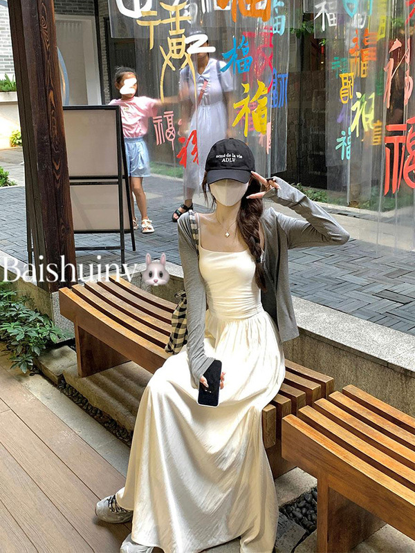 白水女【丝丝冰凉开衫~】灰色防晒针织开衫女小众设计感长袖上衣|undefined