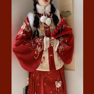 2025 Spring New Chunyu Collection Original Hanfu [New Year's War Robe] Women's Ming Crewneck Thickened Thorn Thorn