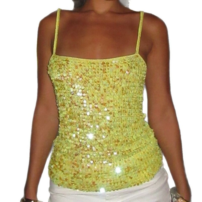 Cross-Border Amazon 2025 Sequin Deep V Vest Outer Wear for Ladies Sexy Fashion Sequin Backless Suspender Top for Women