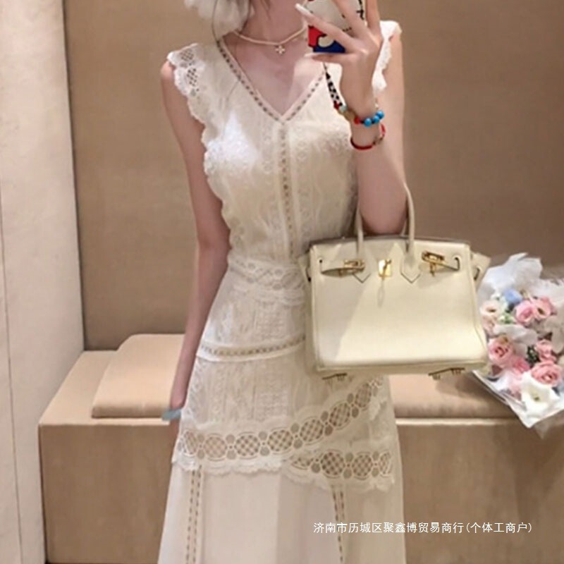 法式气质无袖背心连衣裙女2025夏季新款优雅收腰显瘦长裙裙子|undefined