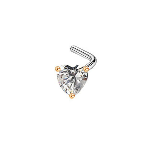 Gaibei Europe and America cross-border heart-shaped nose nail stainless steel nose nail nose ring nose decoration zircon nose nail human body piercing jewelry
