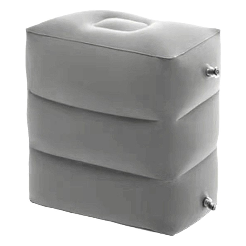 Taburete inflable portátil para viajes al aire libre, reposapiés de tres capas para aviones, trenes de alta velocidad, autobuses, vehículos de oficina, reposapiés para descansar y tomar un descanso.