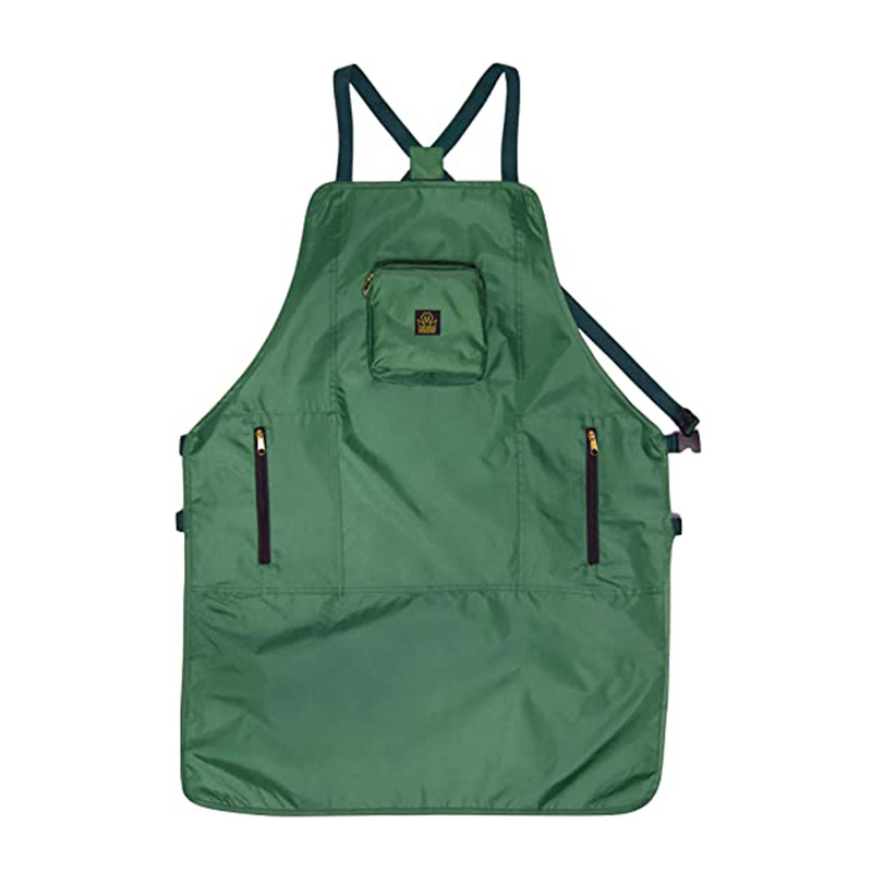 Delantal de tela Oxford transfronterizo, estilo con cremallera impermeable, bolsillos grandes, tirantes cruzados, delantal para pintura y barbería, venta al por mayor del fabricante