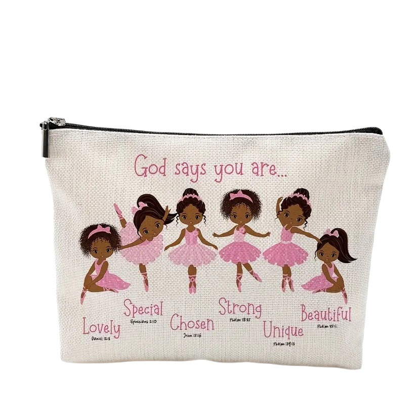 Cross-border Amazon Temu popular negro patrón de lino de doble cara impresión bolsa de cosméticos bolsa de cremallera para las mujeres