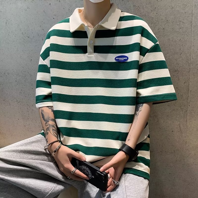 Camisa polo de manga corta con solapa Camiseta de verano de marca de moda para hombres Versión coreana de la tendencia delgada 2024 nueva camiseta de todo fósforo