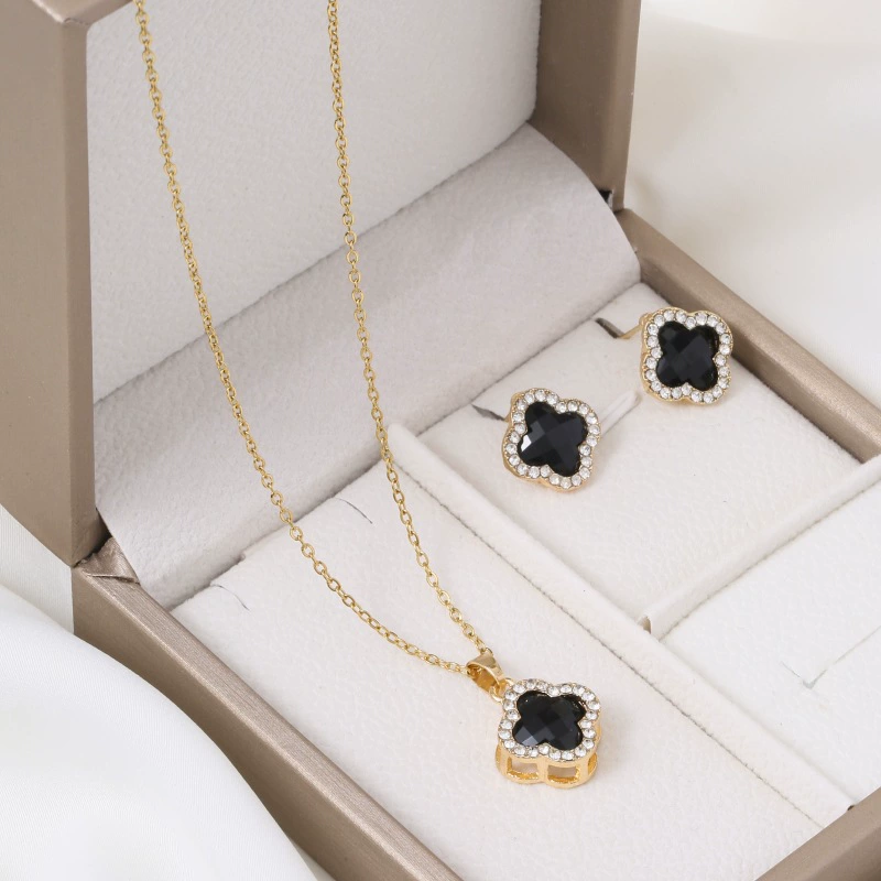 Нишевые дизайны счастливые четырехлистные серьги с бриллиантами ожерелье