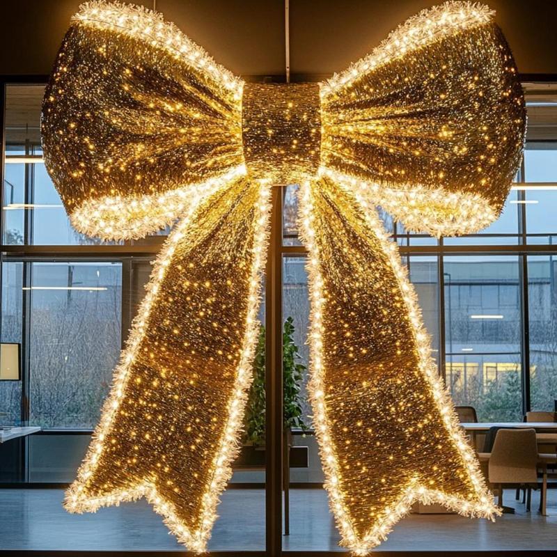 Navidad y Año Nuevo atmósfera decoración de arco luminoso gigante en la puerta del centro comercial arco supergrande