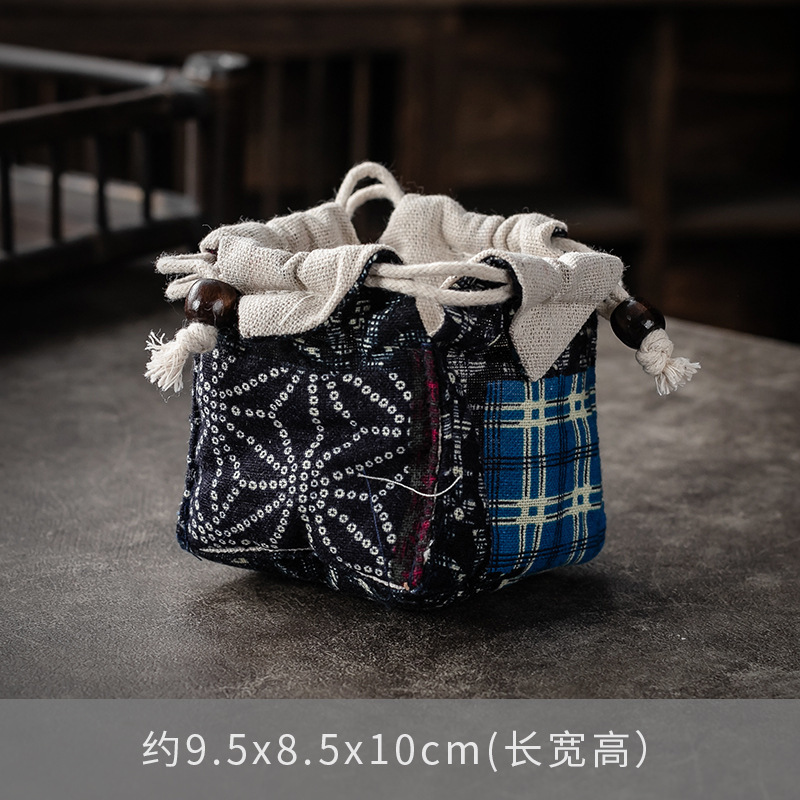 Bolsa de almacenamiento de taza única maestra bolsa de taza maestra taza de té portátil taza de construcción bolsa de tela con cordón de algodón y lino bolsa de tela juego de té