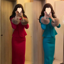 网红气质时尚套装裙女冬季新款年轻显瘦小香风外套半身裙子两件套