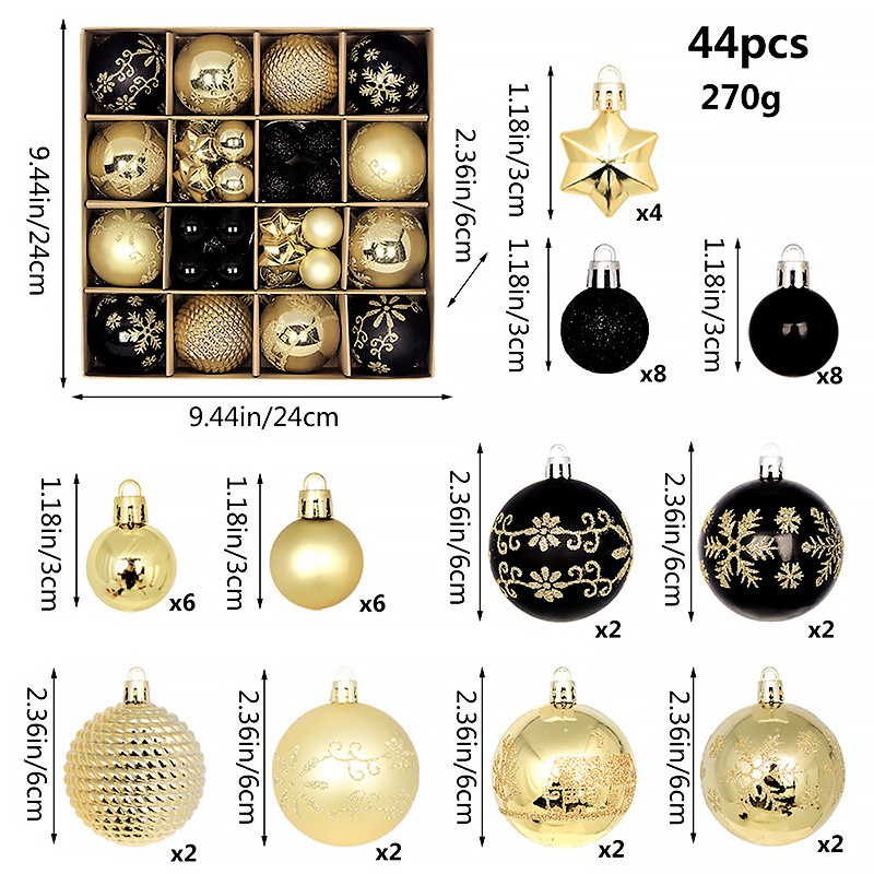 Juego de Esferas Navideñas Set de 44 Piezas 3-6 cm de Plástico Colgante para Árbol de Navidad image 21