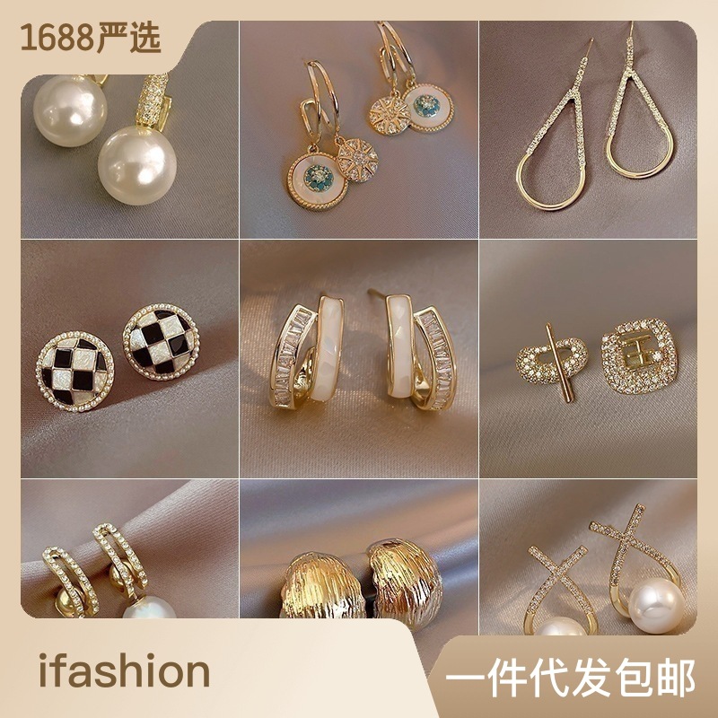 Minority design advanced sense Earrings female Korea S925 silver needle temperament fashion pearl earrings earrings earrings wholesale