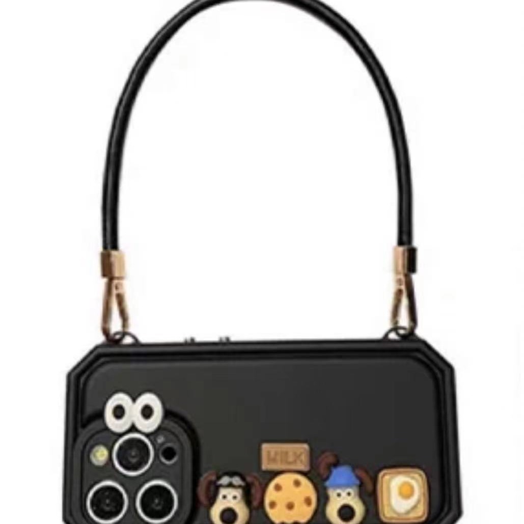 Perro tridimensional portátil de color sólido para iPhone14 piel diagonal 15ProMax funda para teléfono móvil 12 Apple 13 hombres y mujeres