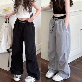 女童运动裤夏季薄款儿童速干工装裤潮牌洋气中大童直筒防蚊裤子潮