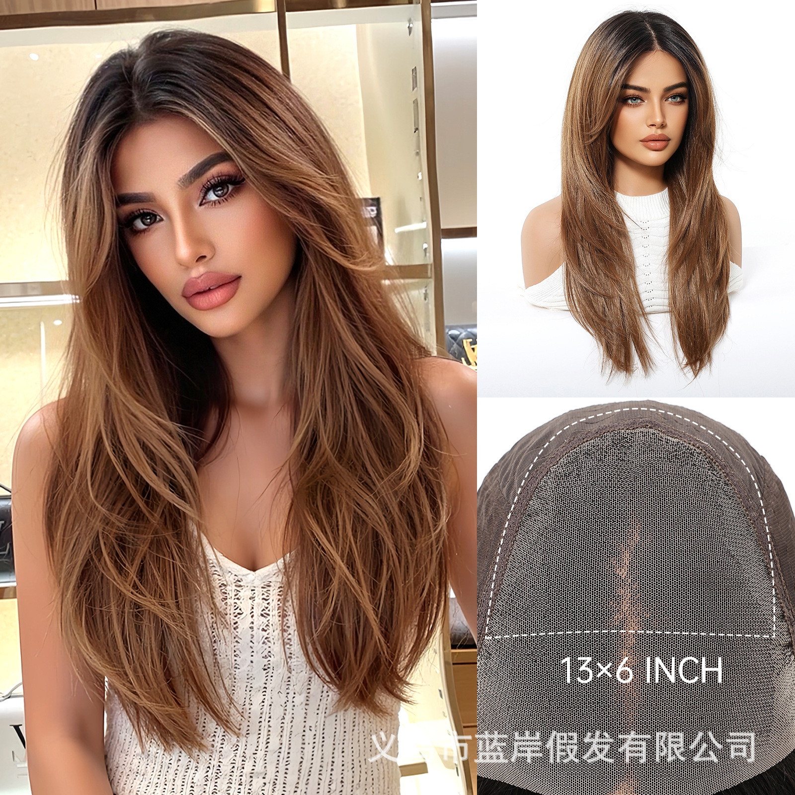 Estilo europeo y americano transfronterizo 13*6 peluca de encaje de gran superficie flequillo de ocho caracteres femenino degradado abuela gris pereza pereza cubierta completa