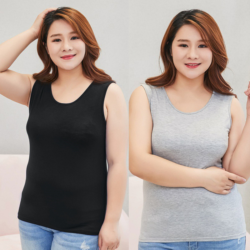 Dropshipping Women's Summer Modal Wide Shoulder Vest Thin Fat mm Plus Fat Enlarged Elastic Bottoming Shirt Wholesale
