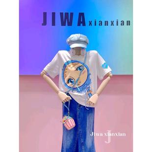 Chihuaxianxian Loose All-match Casual Creative Magic Mirror Printed T-shirt Round Neck Short Sleeve Top 26155