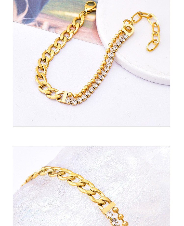 Daily Occasion Titanium Steel Material Geometric Pattern Fashion Geometric Titanium Steel Inlay Zircon Bracelets 1 Piece