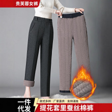 2025新款中老年女裤高腰显瘦妈妈棉裤冬季加厚加绒保暖直筒裤子