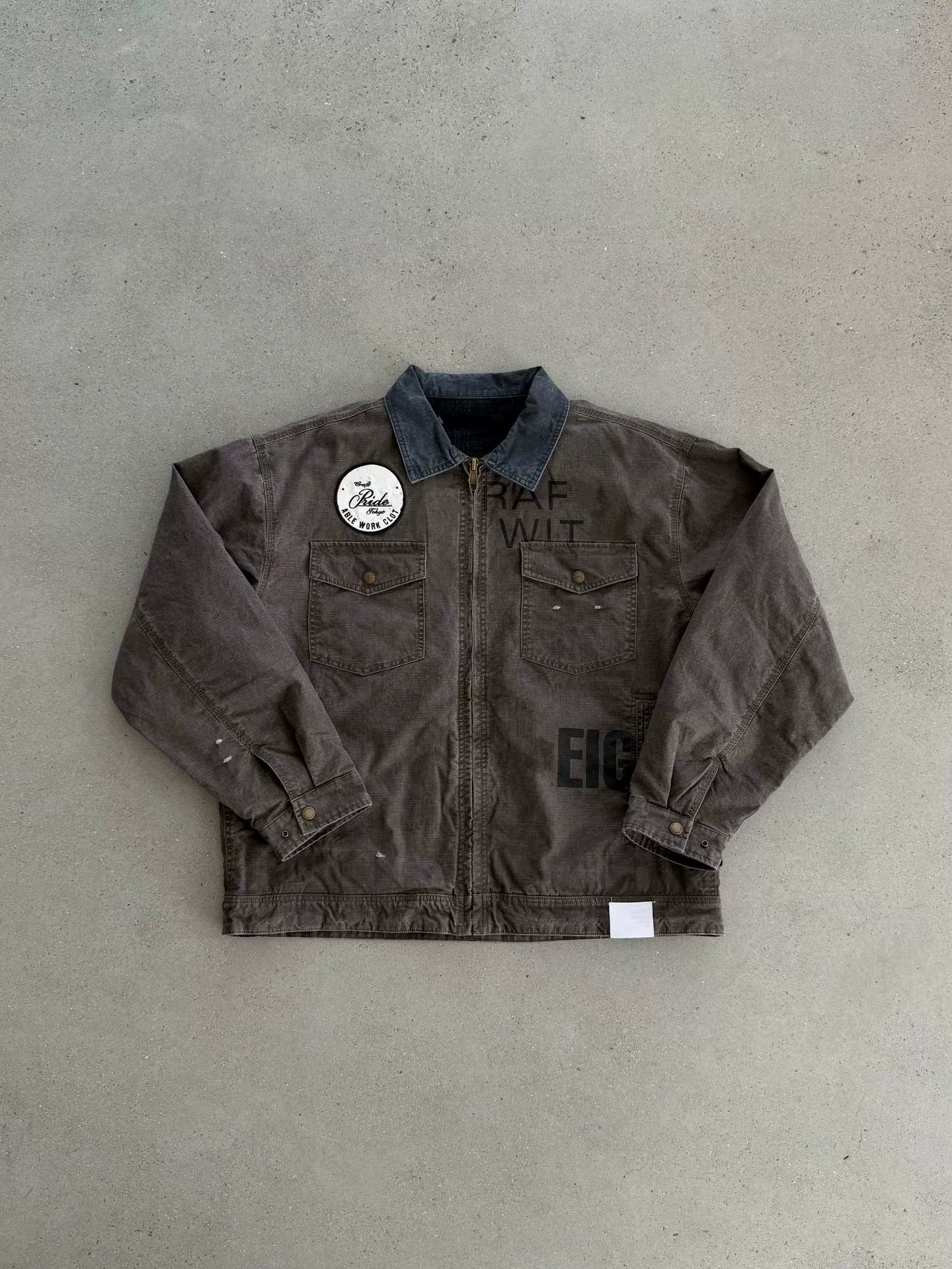 Рабочая куртка J97, тяжёлая стирка, короткая свободная посадка Detroit, застёжка-молния, карман на груди