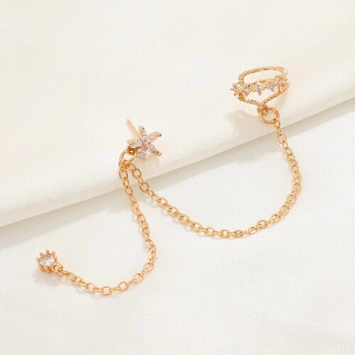 European and American Style Long Earrings Integrated Tassel Chain Ear Clips Korean Style Fairy-like All-match Internet Popular Earrings Wholesale for Women