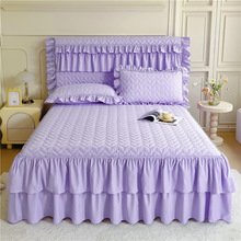 新款水洗棉加厚床裙式床罩单件防尘保护套床笠床单防滑床套1.51.8
