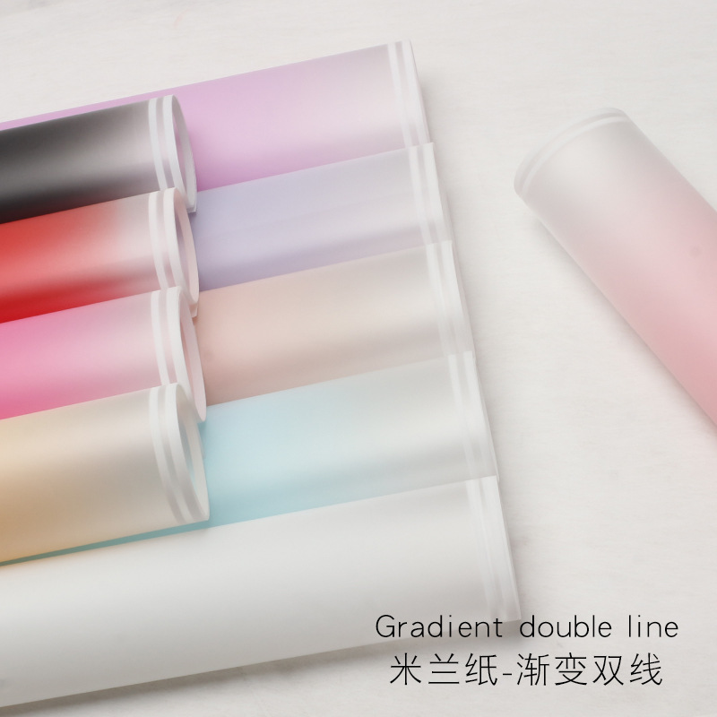 Comercio exterior explosivo embalaje de flores de dos colores borde gradiente Milán doble línea de papel de flores regalos floral tienda