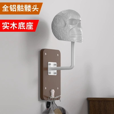 Holder Metal Ornaments Hat – Motosiklet dəbilqə rəfləri - white-skull-luxury-wooden-base