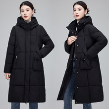 中长款羽绒棉服女冬季妈妈简约宽松时尚修身加厚保暖棉服外套批发