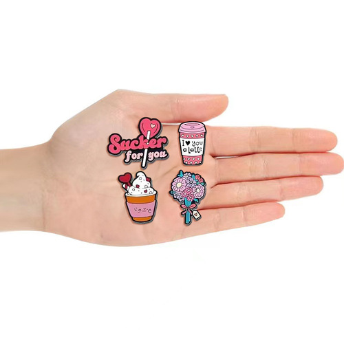 Pink Girl Series Hole Shoes Decorative Flower Shoe Clips DIY Shoe Accessories Removable Hole Shoes Decorative Clips