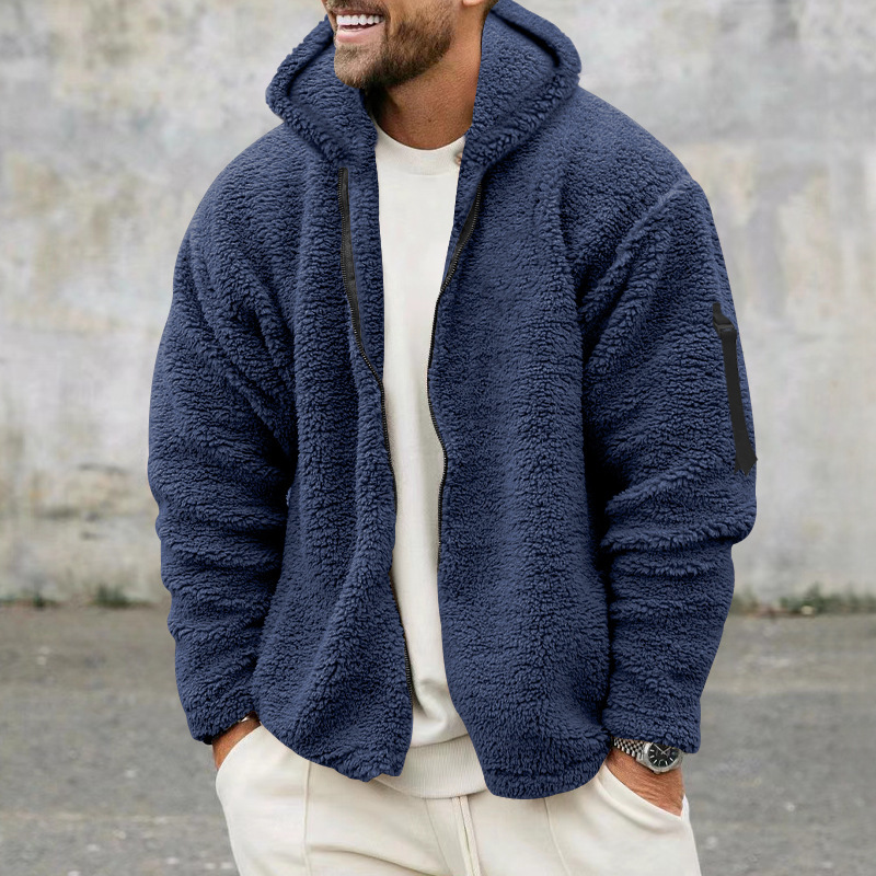 Men's Hooded Jacket Double Sided Arctic Velvet Warm Autumn Winter_voghion.com